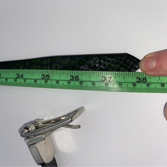 Coldwater Creek Leather Green Embossed Snake Print Belt with Nickel Buckle Sz S - Picture 14 of 15